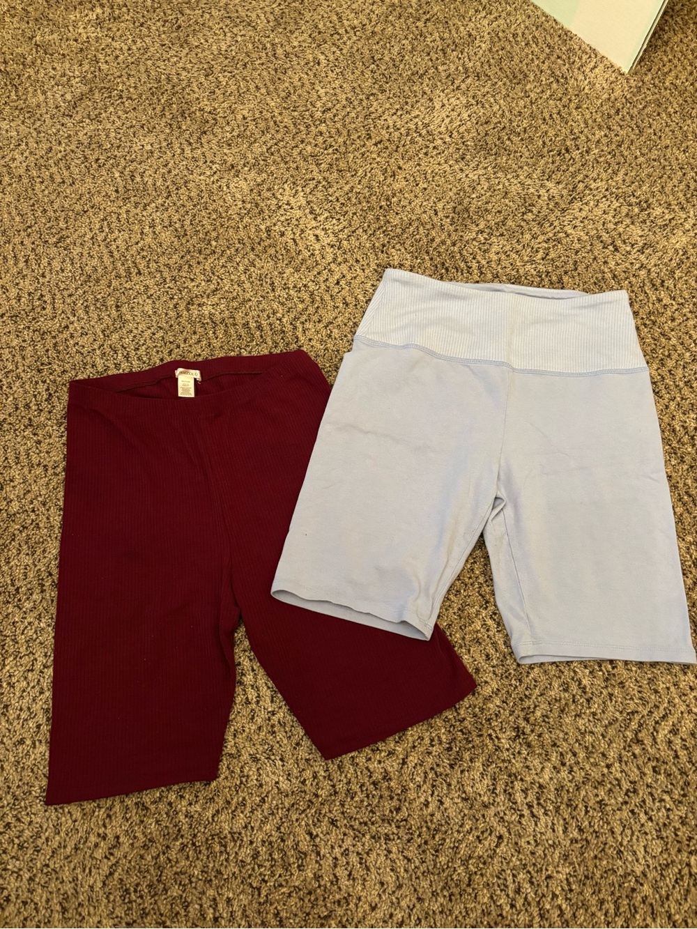 2 Pack ! Wild Fable & Bozzolo Ribbed Biker Shorts in Light Blue and Burgundy